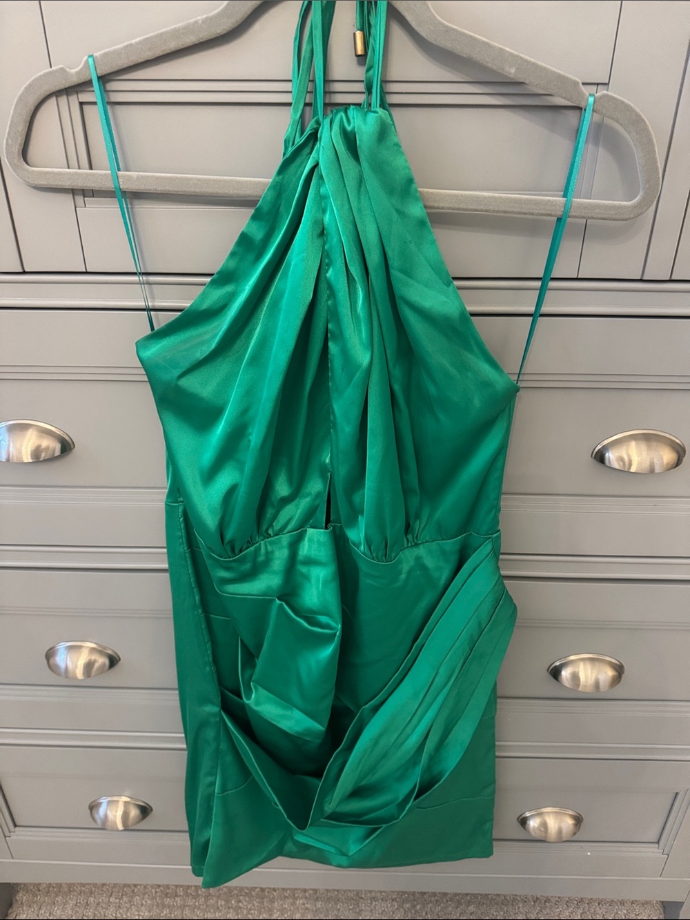 Vici Green Satin Mini Dress
